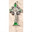 Green Enamel Inlay Saint Benedict Crucifix - 1.5" Height - Pendant - Made in Italy