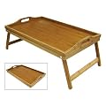 Lightweight Wooden Bamboo Serving Tray with Folding Legs