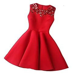 Junior Sleeveless Sequined Cocktail Knee Length Satin Homecoming Dress/Bridesmaid Dress/Party Dress 