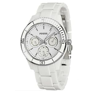 Fossil Women's ES2540 White Resin Bracelet White Analog Dial Multifunction Watch Fossil Women's ES2540 White Resin Bracelet White Analog Dial Multifunction Watch