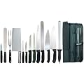 14 PIECE PRO CHEF KNIFE SET INCLUDING CLEAVER AND 12" STEEL,DELUXE FOLDER WITH PALETTE KNIFE. DOLOMITEN INOX. GERMAN STAMP OF QUALITY