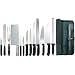 14 PIECE PRO CHEF KNIFE SET INCLUDING CLEAVER AND 12" STEEL,DELUXE FOLDER WITH PALETTE KNIFE. DOLOMITEN INOX. GERMAN STAMP OF QUALITY