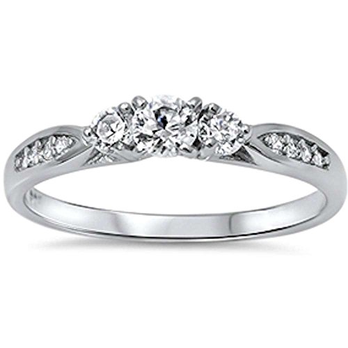 Cubic Zirconia Fashion Promise .925 Sterling Silver Ring Sizes 3-12