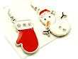 Christmas Snowman and Red Glove Crystal Studs Earrings