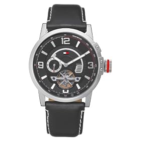 Tommy Hilfiger Men's Black Leather Strap Watch #1710173