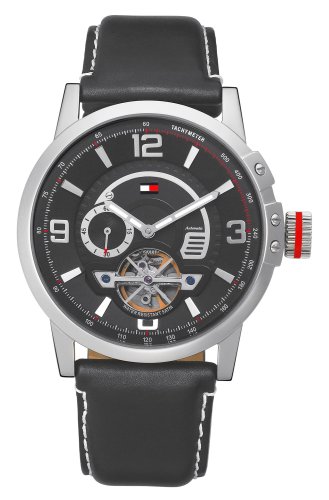 Tommy Hilfiger Men's 1710173 Black Leather Strap Watch