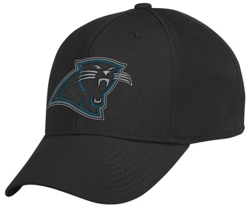 NFL Men's Carolina Panthers End Zone Black Structured Flex Hat - Tw90Z (Black, Small/Medium)
