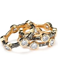 Freida Rothman Belargo Jewelry "CLASSICS" Two Tone Starry Night Set of 3 Stack Ring