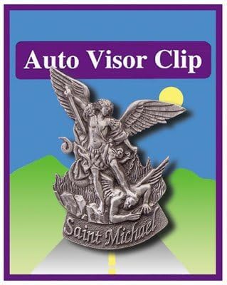 Rosarybeads4u St Saint Michael Pewter Car Visor Clip 7cm Tall