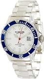 K&BROS Men's 9379-3 Ice-Time Day White Dial Blue Bezel Watch