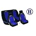 A Set of Low Back Type X Racing Style Front Bucket Seat Covers, Bench Seat Cover, Steering Wheel Cover and Shoulder Strap Cover - Blue