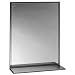 Bobrick 166 Series 430 Stainless Steel Channel Frame Glass Mirror with Shelf, Bright Finish, 18" Width x 36" Height
