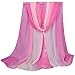 Aven Women Charming Silk Georgette Long Scarf Shawl Wrap Color Fuchsia&Beige