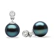 HinsonGayle Handpicked AAA 7.5-8.0mm Black Cultured Pearl & Diamond Drop Earrings (14K White Gold)