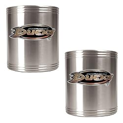 Anaheim Ducks NHL 2pc Stainless Steel Can Holder Set- Primary Logo by Great American Products