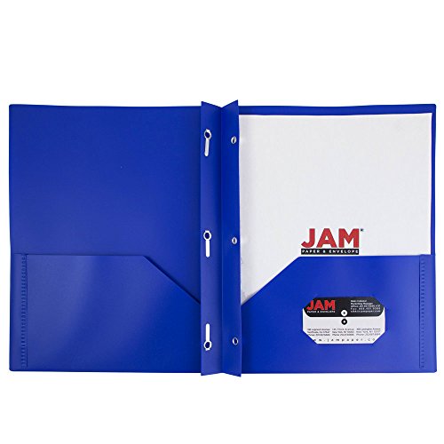 JAM Paper® Plastic 2-Pocket Folders - Eco Friendly Folder with Clasps - Deep Blue - Sold Individually