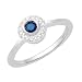 Certified 0.19 Ct Round Sapphire and Diamond Engagement Ring White 14K Gold