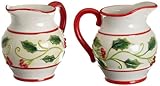 IMAGE OF DII Holiday Hostess Ceramic Earthenware Pitcher, 6-1/2-Inch D by 7-1/2-Inch H by 8-Inch W, Same Design, Set of 2