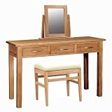 MODERN 100% SOLID OAK CONTEMPORARY 'BROOKLYN' DRESSING TABLE, STOOL & SINGLE SWIVEL VANITY MIRROR ~ OA065, OA115, OA311 BY COACH HOUSE