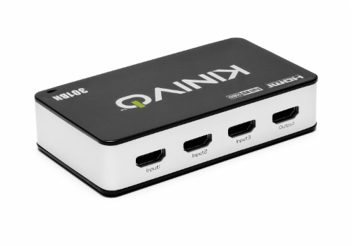 Kinivo 301BN Premium 3 port High speed HDMI switch with IR wireless remote and AC Power adapter - supports 3D, 1080p
