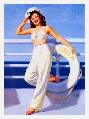 Retro Glamour Prints: Calendar Pin-up Girl - 1950s Print - 40x30cm