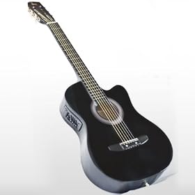 New Black Electric Acoustic Guitar Cutaway Style W/ Accessories