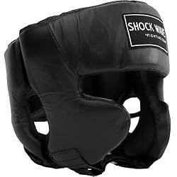 Leather head guard w/ cheek coverage