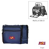 Malibu - Arizona State - Insulated pack with picnic service for 2 made of 600D polyester canvas. The elegant and unique Malibu shoulder pack is perfect for picnics, concerts, or travel. This tote has an integrated wine storage section and a spacious food