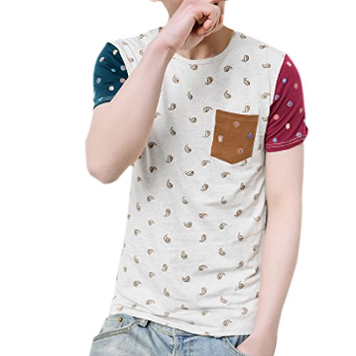 Allegra K Men Color Block Paisleys Novelty Print T-Shirt