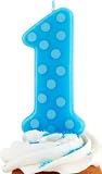 Blue 1st Birthday Polka Dot Candle