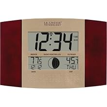 La Crosse Technology WS-8117U-IT-C Digital Wall Clock, with Temperature and Moon Phase
