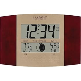 La Crosse Technology WS-8117U-IT-C Digital Wall Clock with Remote Temperature and Moon Phase