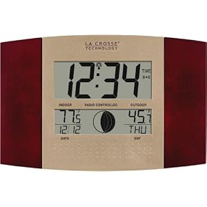 La Crosse Technology WS-8117U-IT-C Digital Wall Clock, with Temperature and Moon Phase