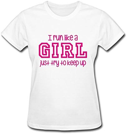 HnHaigg Women's I Run Like A Girl Funny T-Shirt White XXL