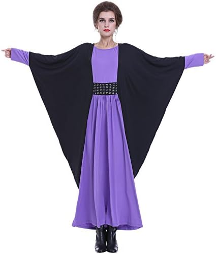Tonpar Women Clothing Dresses Long Sleeve Kaftan Ethnic Dress Maxi Color Vintage (MLD001-Purple-S)