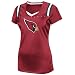 NFL Arizona Cardinals Draft Me III Short Sleeve V-Neck Synthetic Tee, Bright Garnet/White/Black, Small