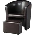 Vista Tub Chair with Footstool Seat Upholstery: Espresso Brown
