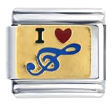 I Heart Music Hobby Themed Work Leisure Hobbies Love Italian Charms Bracelet Link