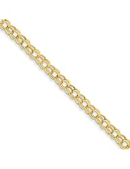 14k 7in 5.5mm Hollow Double Link Charm Bracelet, Best Quality Free Gift Box Satisfaction Guaranteed