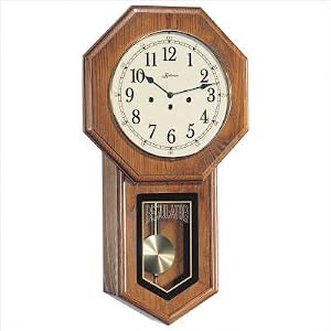 Chiming Key Wound Wall Clock in Medium Oak