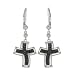 14K White Gold 1/5 ct. Black and White Diamond Cross Shaped Earrings