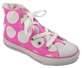 Converse Kids All Star Chuck Taylor Canvas Hi Top Girl's Shoes Sneakers - White Pink Polka Dot