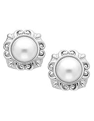Pair of 14K White Gold Mabe Pearl Earrings -- LIFETIME WARRANTY