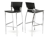  : Alphaville Design BS-MARC Marcello Bar Chair, Chrome Frame, Black Leather with White Contrast Stitch