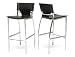 Kitchen & Housewares : Alphaville Design BS-MARC Marcello Bar Chair, Chrome Frame, Black Leather with White Contrast Stitch