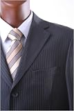 Men's Super 140's 100% Merino Wool Single Breasted 3 Button Charcoal Pinstripe Dress Suit with Flat Front Pants***New for the Season!!!