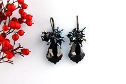Swarovski Crystal Baroque Pendant Earring - Jet / Black (Anna)