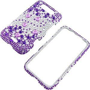 Rhinestones Protector Case for LG Connect 4G MS840 &amp; Viper 4G LTE, Purple Silver Gems Full Diamond