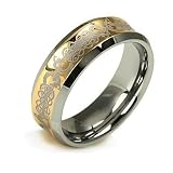 41OKqJHadoL. SL160  Bling Jewelry Concave Gold Inlay Celtic Tungsten Wedding Band Ring 9mm size 10