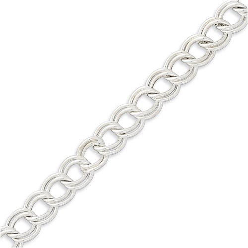 Sterling Silver 10.5mm Double Link Charm Bracelet – 7.5 Inch